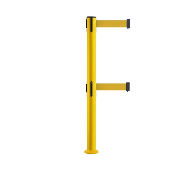 Montour Line Stanchion Dual Belt Barrier Fixed Base Yellow Post 7.5ftYellow Belt MSX630DF-YW-YW-75